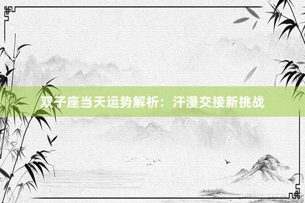 双子座当天运势解析：汗漫交接新挑战